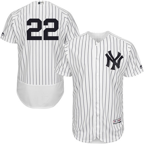Yankees #22 Jacoby Ellsbury White Strip Flexbase Authentic Collection Stitched MLB Jersey